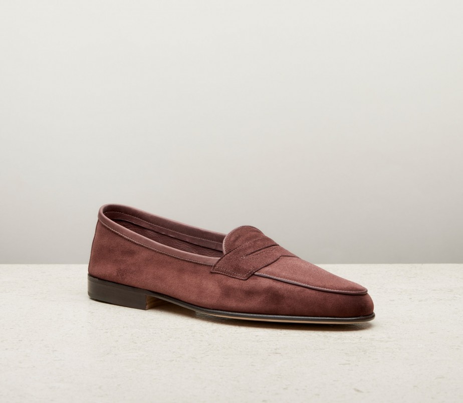 edward green Polperro 389 Last — Mulberry baby calf suede with leather soles