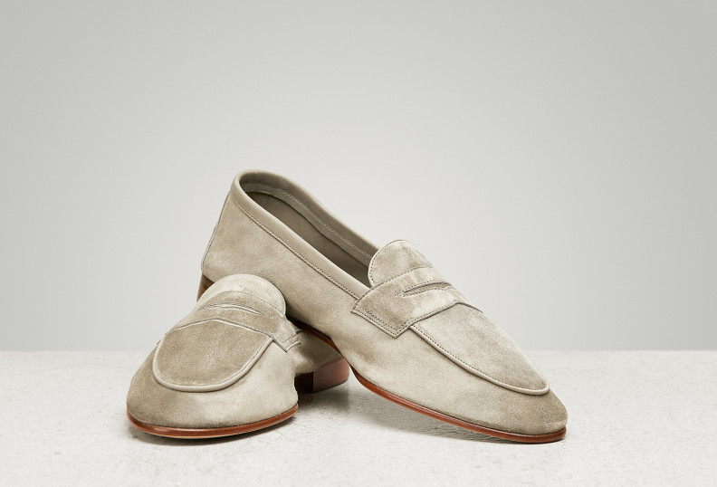 Edward Green Polperro 389 Last — Sage Baby Calf Suede With Leather Soles