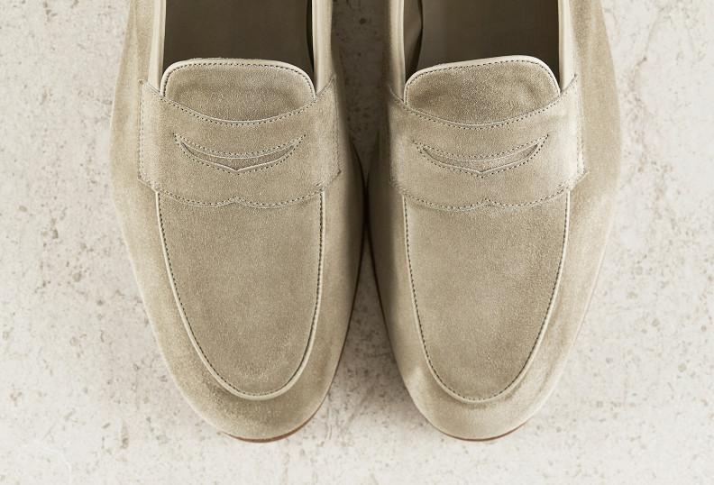 Edward Green Polperro 389 Last — Sage Baby Calf Suede With Leather Soles