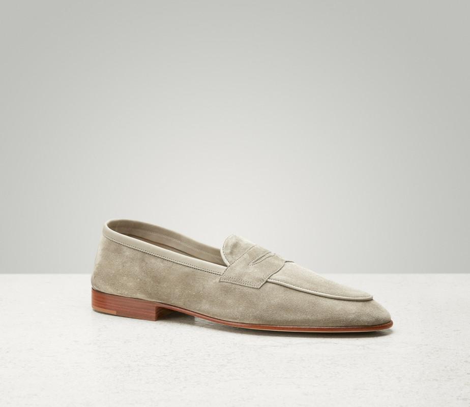 edward green Polperro 389 Last — sage baby calf suede with leather soles