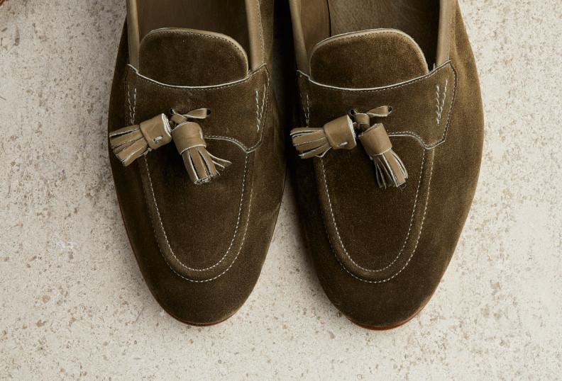 Edward Green Portland 389 Last — Army Green Baby Calf Suede With Leather Soles