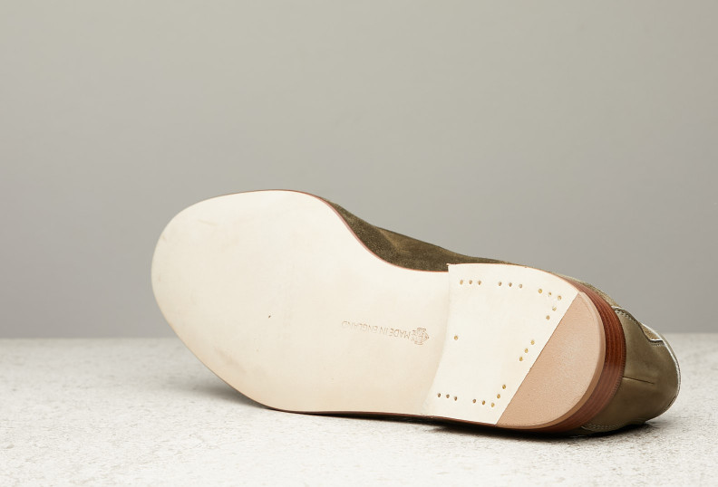 Edward Green Portland 389 Last — Army Green Baby Calf Suede With Leather Soles