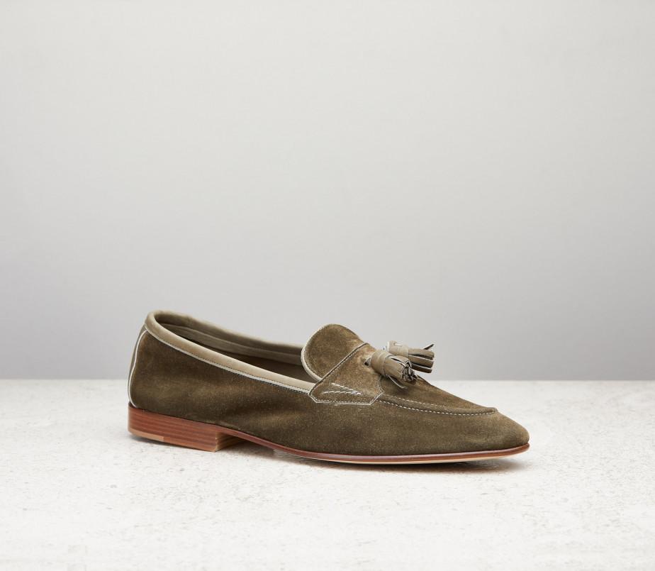 edward green Portland 389 Last — army green baby calf suede with leather soles