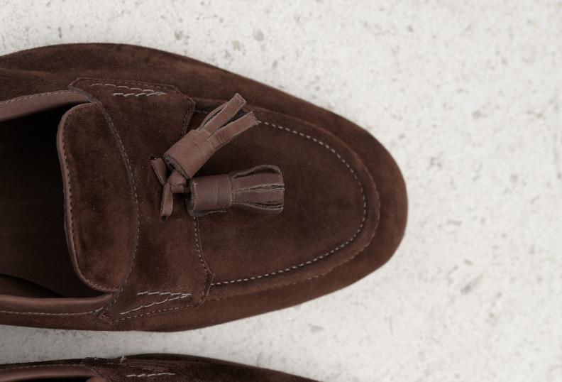 Edward Green Portland 389 Last — Brown Pepper Baby Calf Suede With Flexible Leather Soles