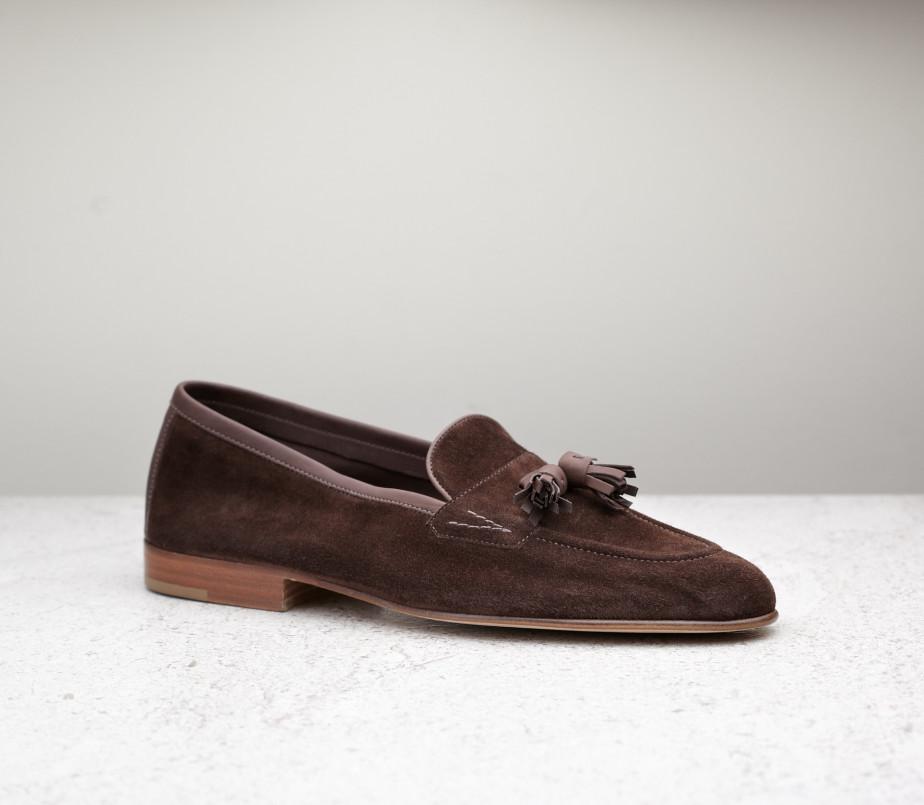 edward green Portland 389 last — brown pepper baby calf suede with flexible leather soles