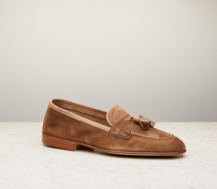 edward green Portland 389 Last — camel baby calf suede with leather soles