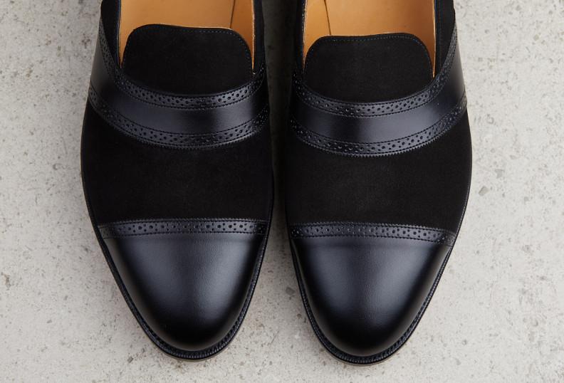 Edward Green Rochester 184 Last — Black Calf & Suede With Leather Soles