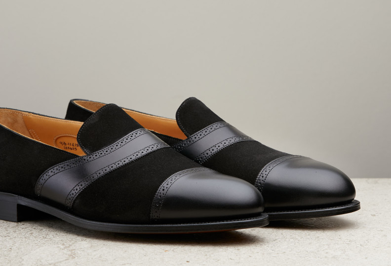Edward Green Rochester 184 Last — Black Calf & Suede With Leather Soles