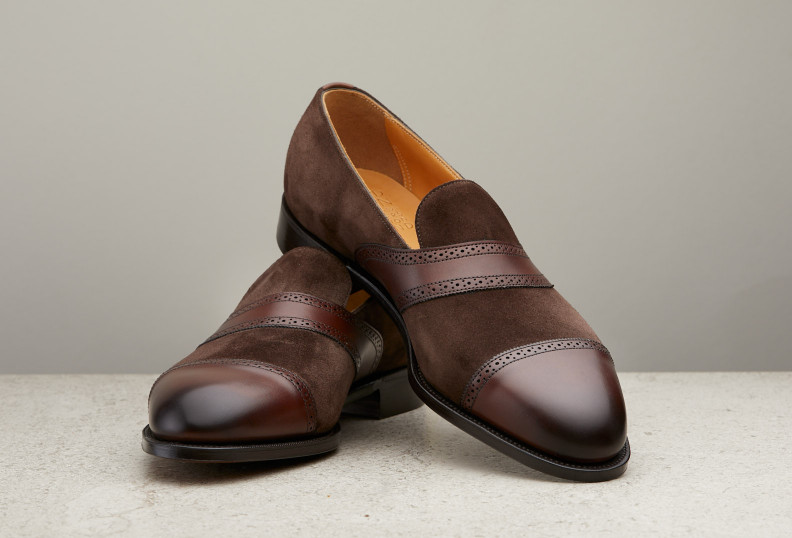 Edward Green Rochester 184 Last — Dark Oak Antique & Mink Suede With Leather Soles