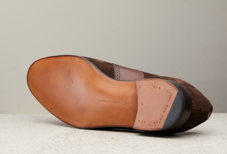 Edward Green Rochester 184 Last — Dark Oak Antique & Mink Suede With Leather Soles