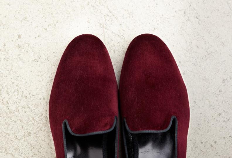 Edward Green Royal Albert 389 Last — Burgundy Velvet With Leather Soles