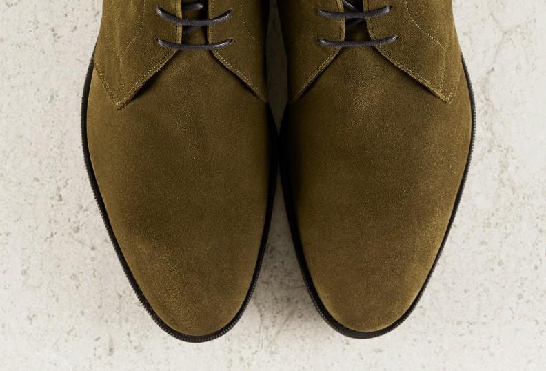 Edward Green Shanklin 202 Last — Army Green Suede With Slim Rubber Soles