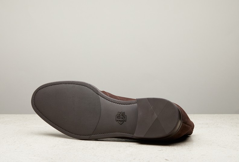 Edward Green Shanklin 202 Last — Espresso Suede With Slim Rubber Soles