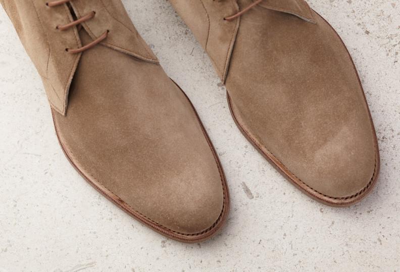 Edward Green Shanklin 202 Last — Mushroom Suede With Slim Rubber Soles