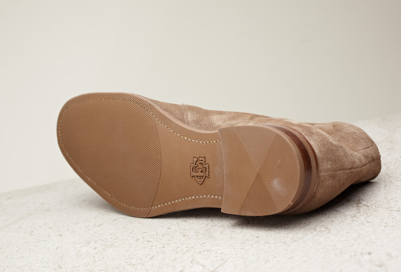 Edward Green Shanklin 202 Last — Mushroom Suede With Slim Rubber Soles