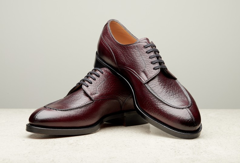 Edward Green Zlin 202 Last — Aubergine London Grain With Tapered Leather Soles