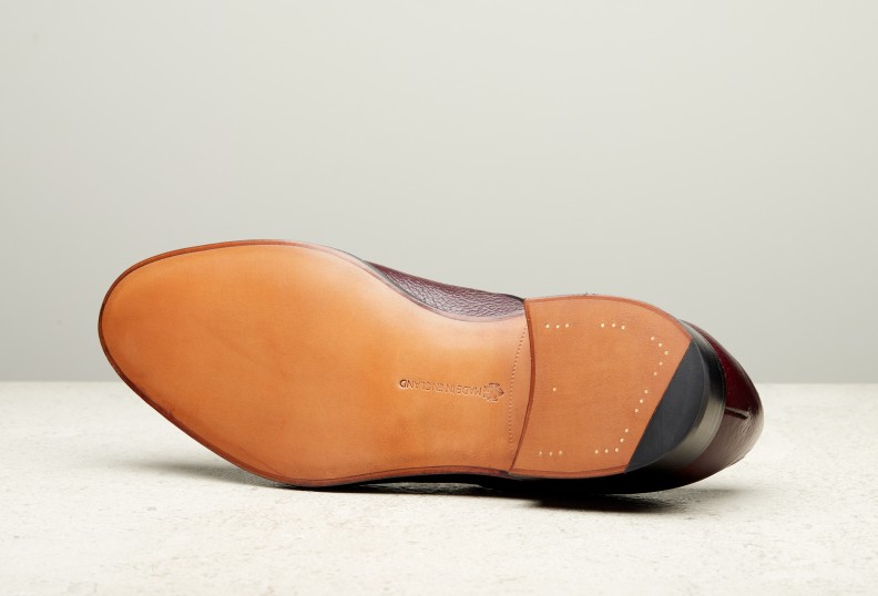 Edward Green Zlin 202 Last — Aubergine London Grain With Tapered Leather Soles