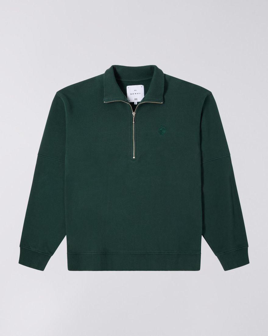 EDWIN Koji Half Zip Sweat Green Gables