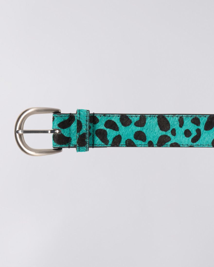 EDWIN Leopard Hairy Belt Baltic / Black