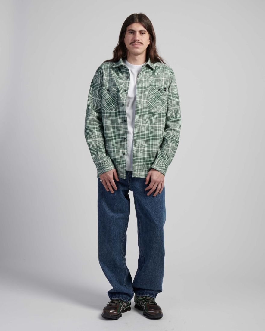 EDWIN Millenium Shirt LS Green / White