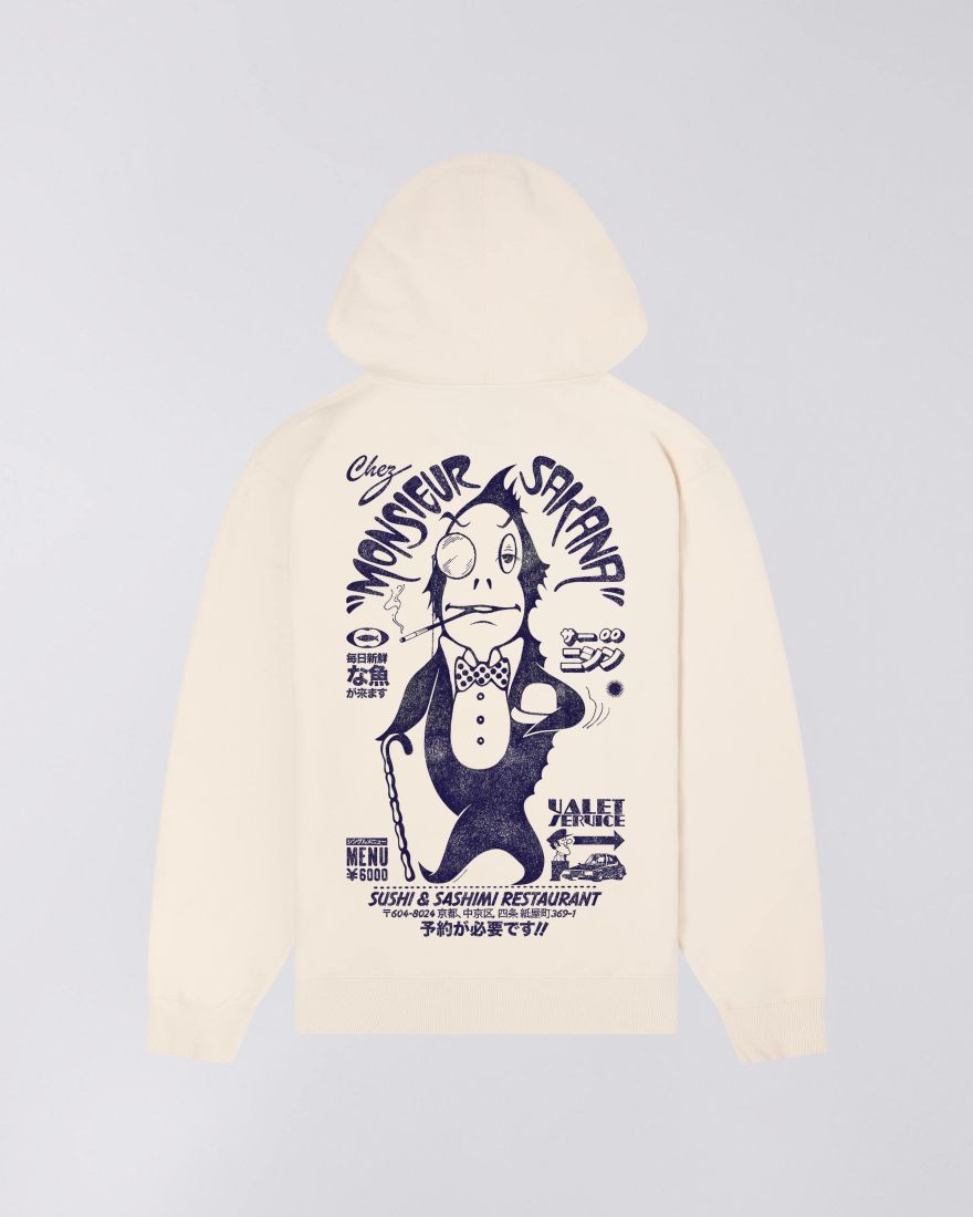 EDWIN Monsieur Sakana Hoodie Sweat Whisper White