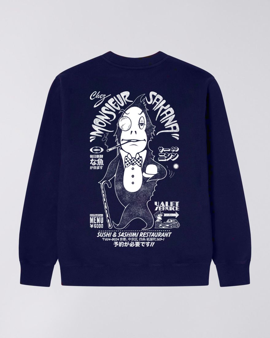 EDWIN Monsieur Sakana Sweat Maritime Blue