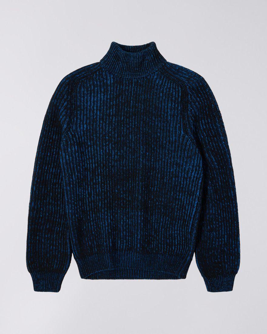 EDWIN Roni High Collar Sweater Black / Blue
