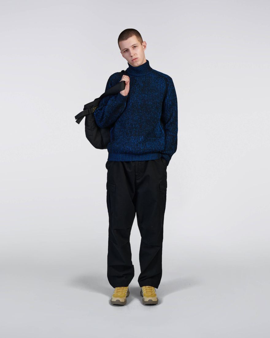 EDWIN Roni High Collar Sweater Black / Blue