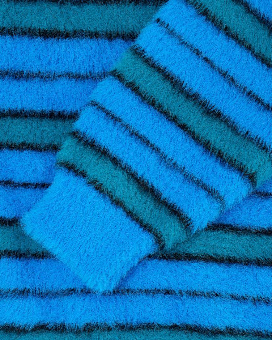 EDWIN Striped Hairy Sweater Blue / Aqua / Black