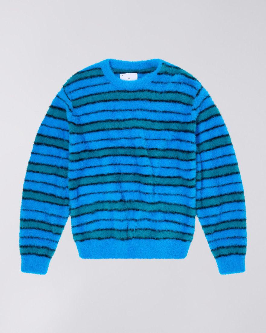 EDWIN Striped Hairy Sweater Blue / Aqua / Black