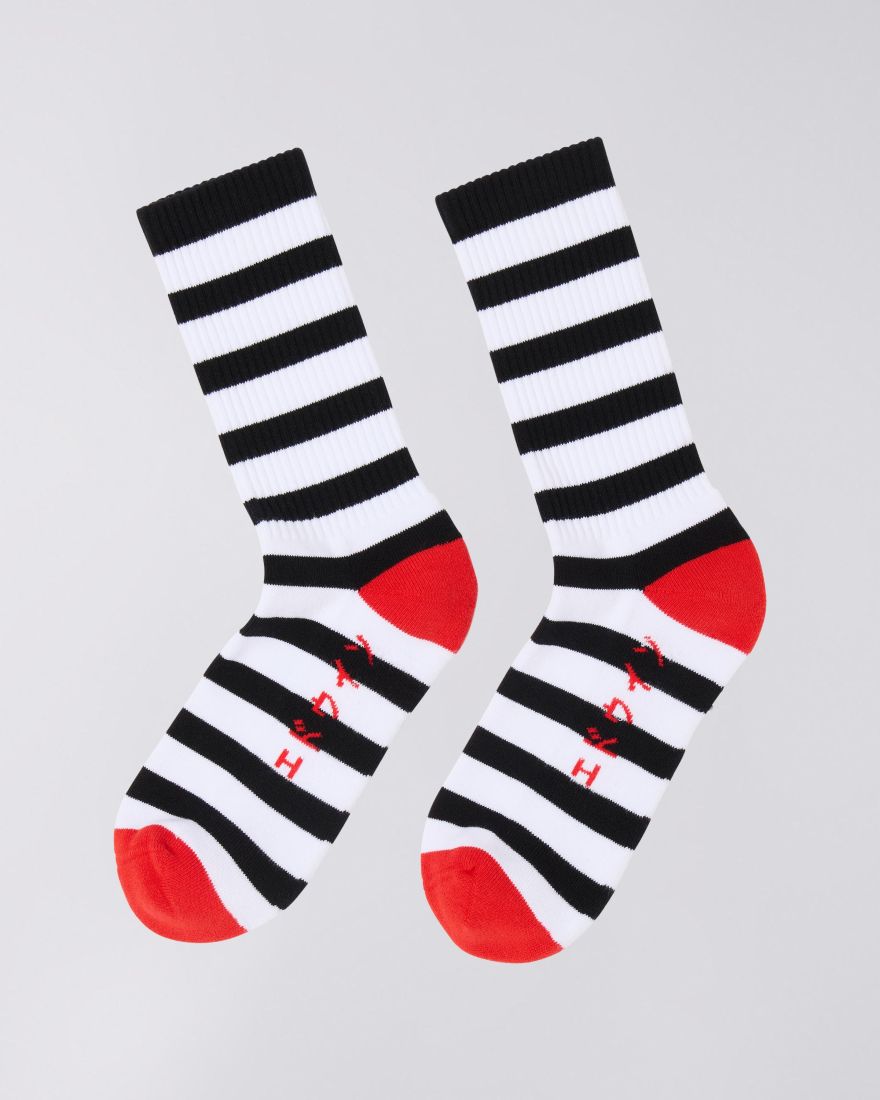 EDWIN Stripy Socks Black / White