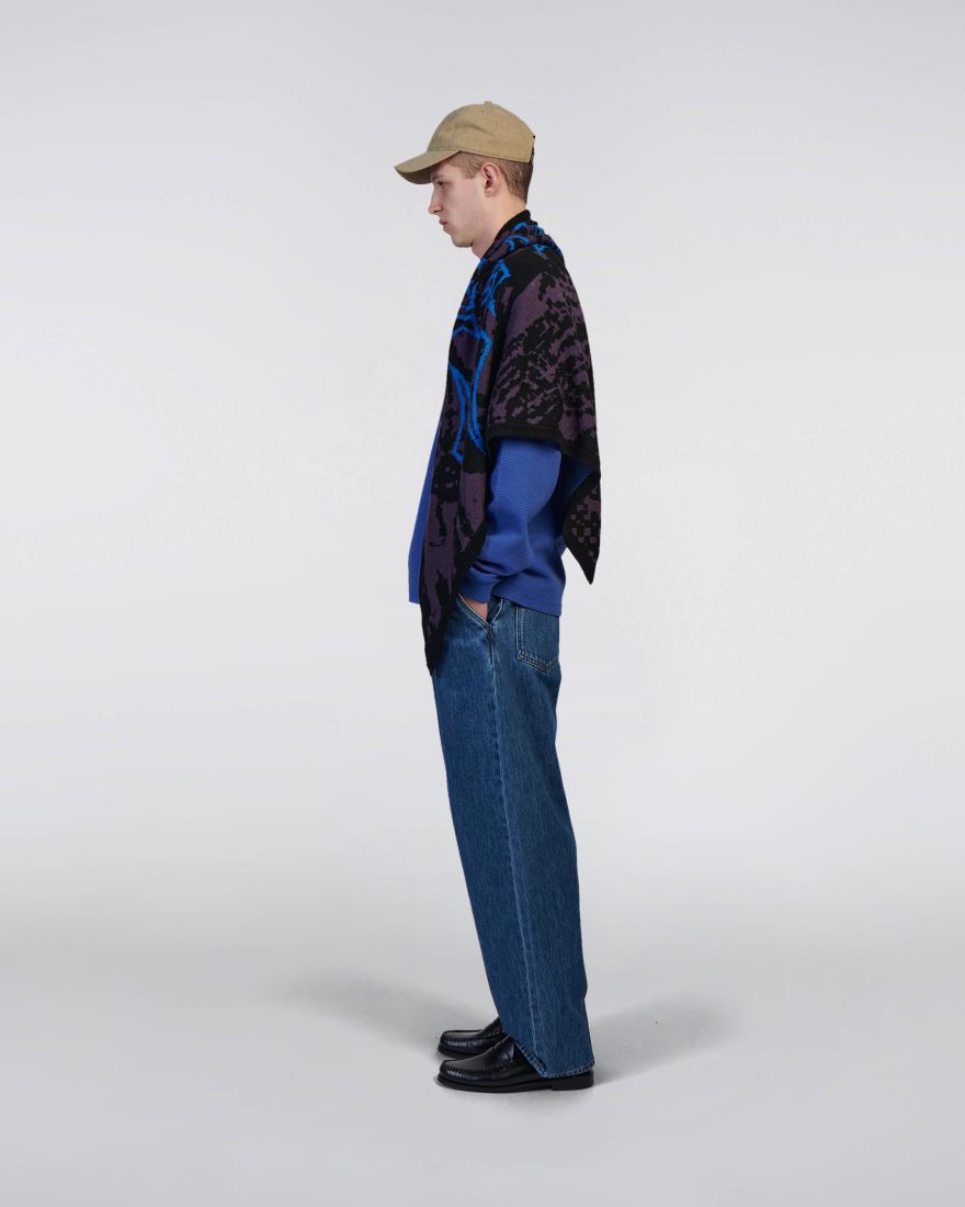 EDWIN Waffle Dizzy T-Shirt LS Deep Ultramarine