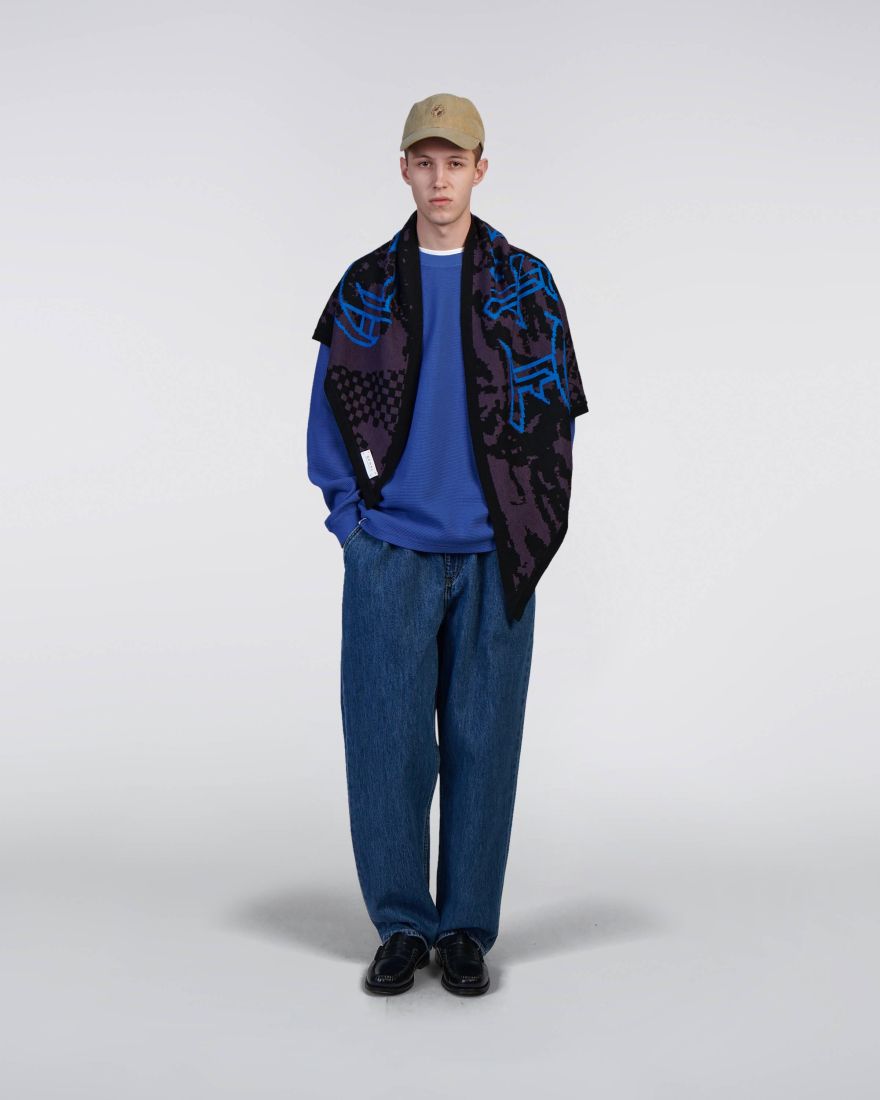 EDWIN Waffle Dizzy T-Shirt LS Deep Ultramarine