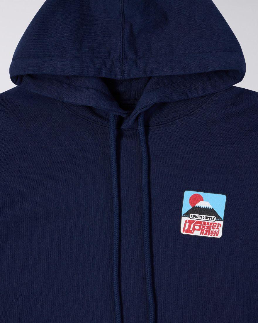 EDWIN Sunset On Fuji San Hoodie Sweat Maritime Blue
