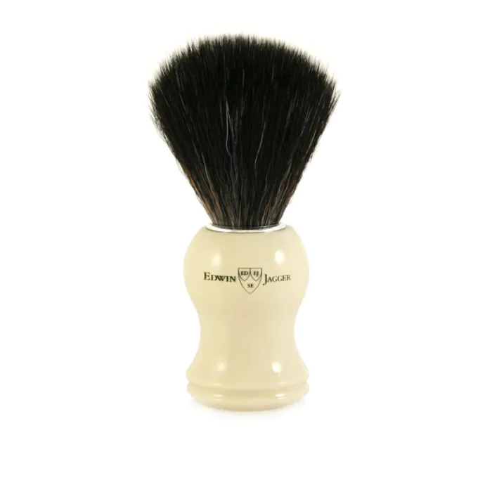 Edwin Jagger 21P37 Imitation ivory shaving brush (Black Synthetic)
