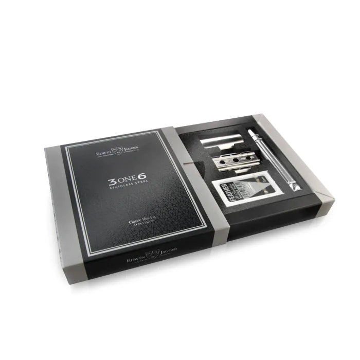 Edwin Jagger 3ONE6 Double Edge Safety Razor Stainless Steel Anodised Silver