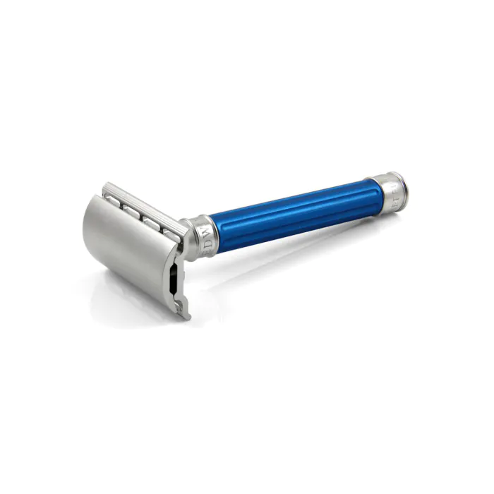 Edwin Jagger 3ONE6 Double Edge Safety Razor Stainless Steel Anodised Blue