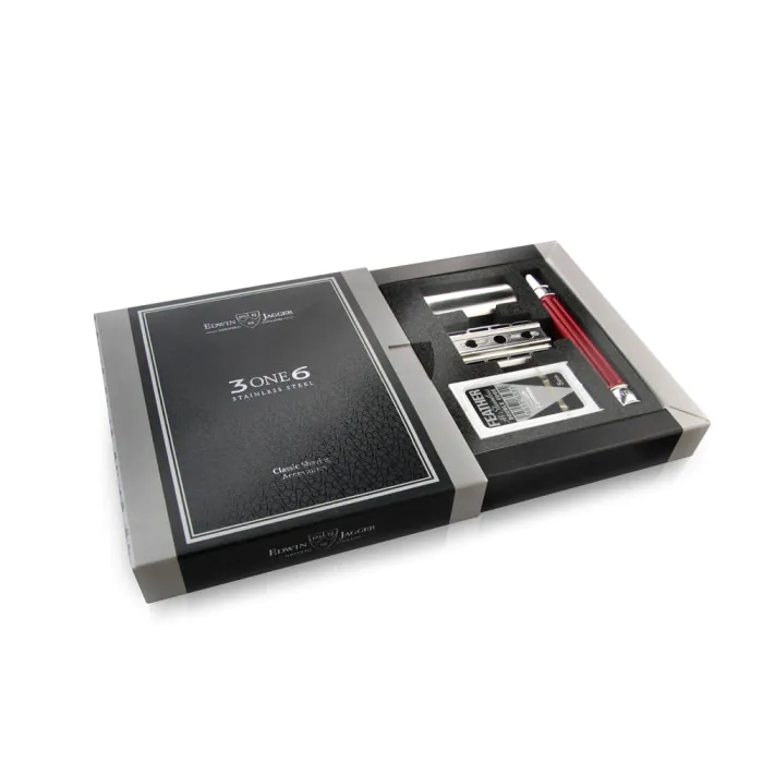 Edwin Jagger 3ONE6 Double Edge Safety Razor Stainless Steel Anodised Red