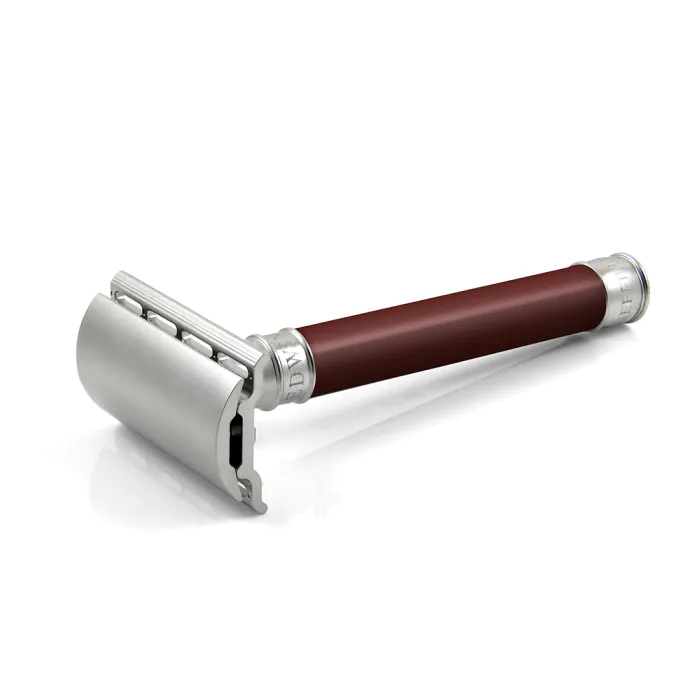 Edwin Jagger 3ONE6 Double Edge Safety Razor Stainless Steel Burgundy