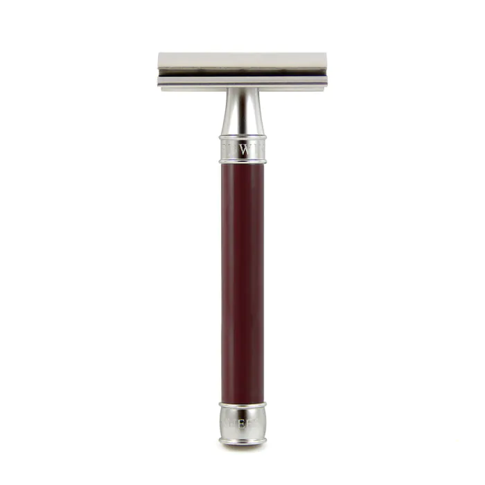 Edwin Jagger 3ONE6 Double Edge Safety Razor Stainless Steel Burgundy