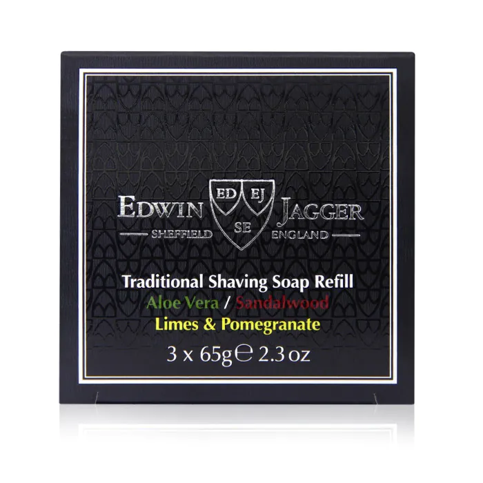 Edwin Jagger Aloe Vera Sandalwood Limes & Pomegranate 65g Shaving Soap 3 Pack