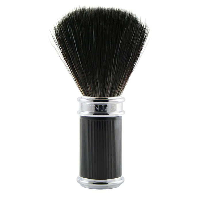 Edwin Jagger Black Rubber Coated Shaving Brush (Black Synthetic)