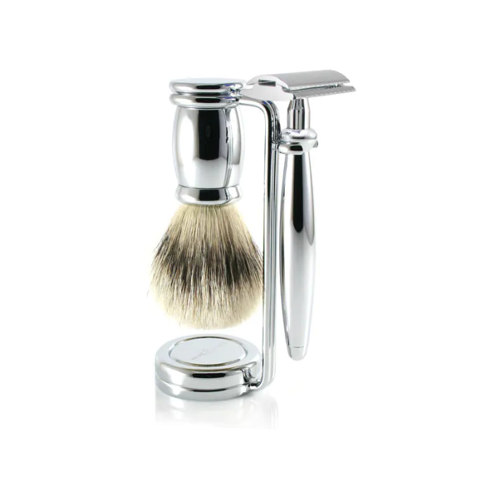Edwin Jagger Bulbous Double Edge Safety Razor Shaving Set – 3-Piece