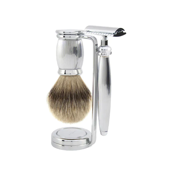 Edwin Jagger Bulbous Double Edge Safety Razor Shaving Set – Lined 3-Piece