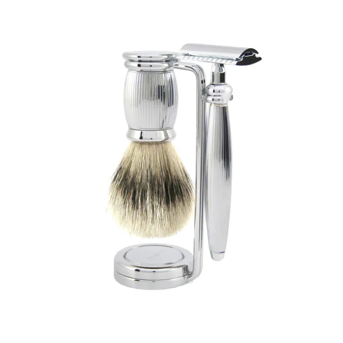 Edwin Jagger Bulbous Double Edge Safety Razor Shaving Set – Lined 3-Piece