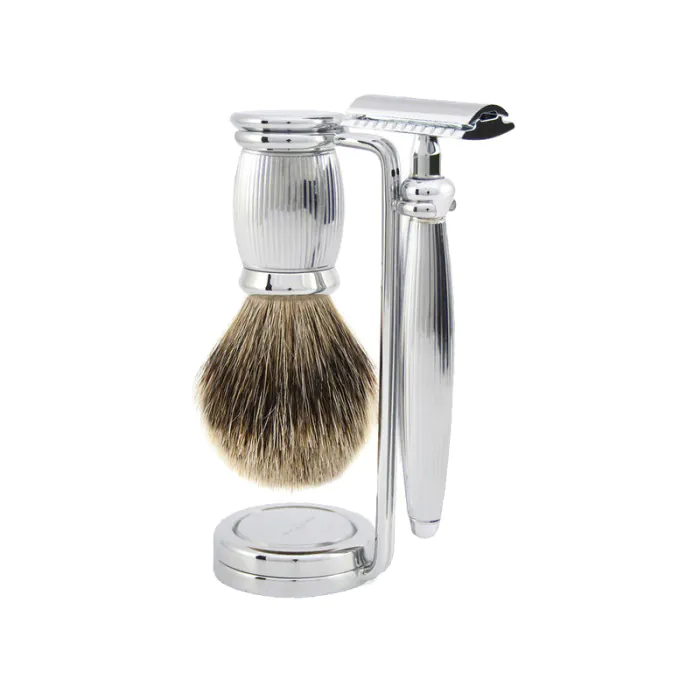 Edwin Jagger Bulbous Double Edge Safety Razor Shaving Set – Lined 3-Piece