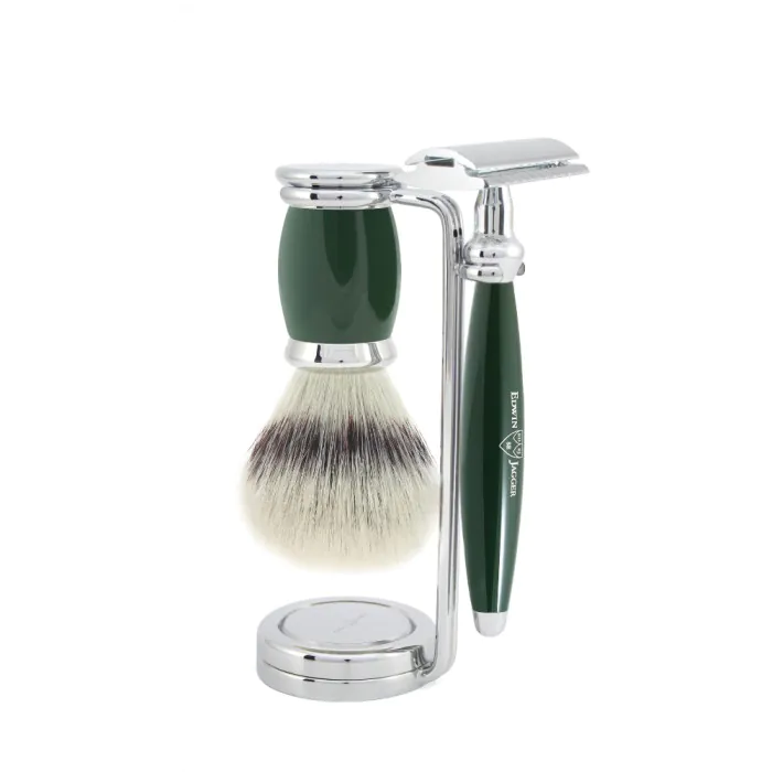 Edwin Jagger Bulbous Double Edge Safety Razor Shaving Set – Green 3-Piece