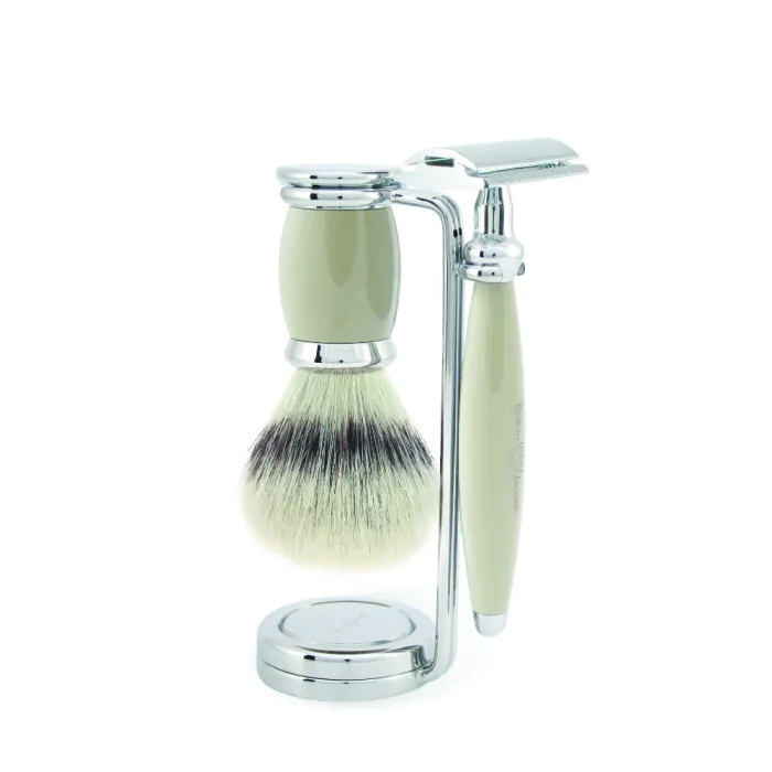 Edwin Jagger Bulbous Double Edge Safety Razor Shaving Set – Grey 3-Piece