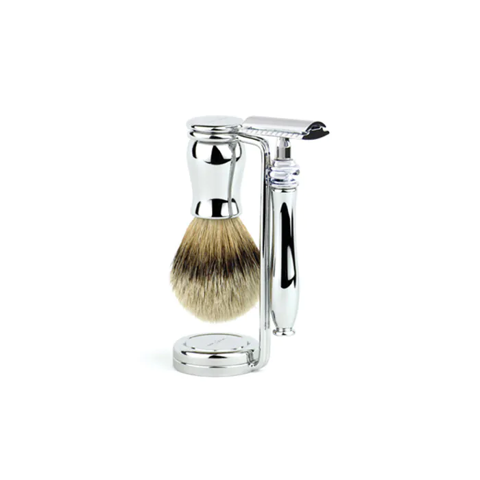 Edwin Jagger Chatsworth Double Edge Safety Razor Shaving Set – Chrome 3-Piece