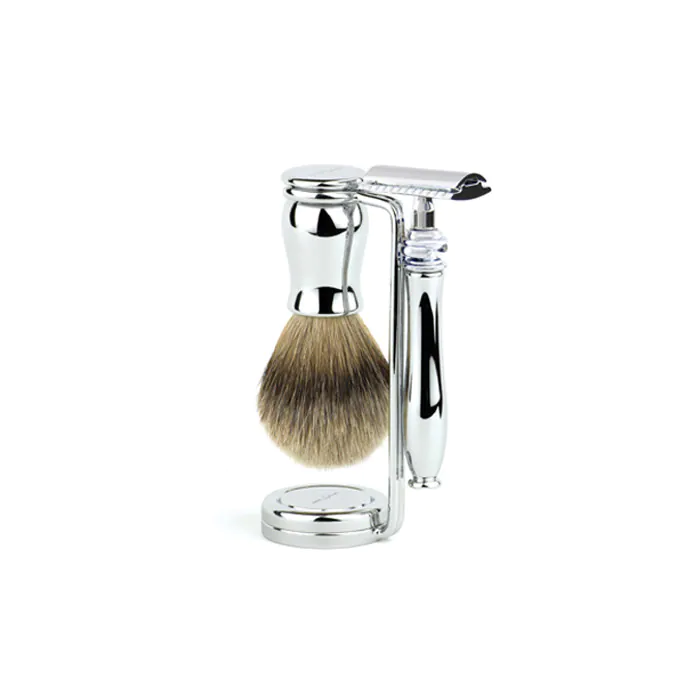Edwin Jagger Chatsworth Double Edge Safety Razor Shaving Set – Chrome 3-Piece
